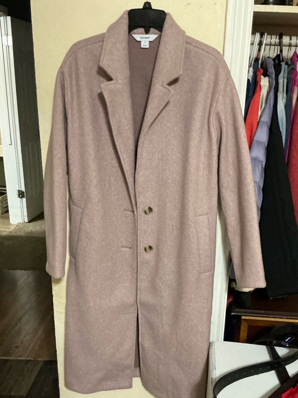 Old Navy Mauve Long Topcoat Wool-Look Overcoat - Size M (Barely Worn